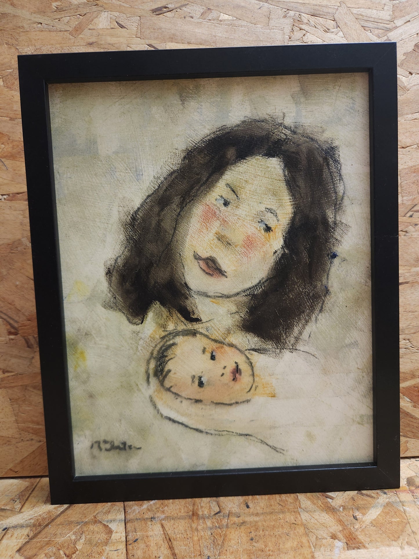 'Modern Madonna and Child' mixed media painting