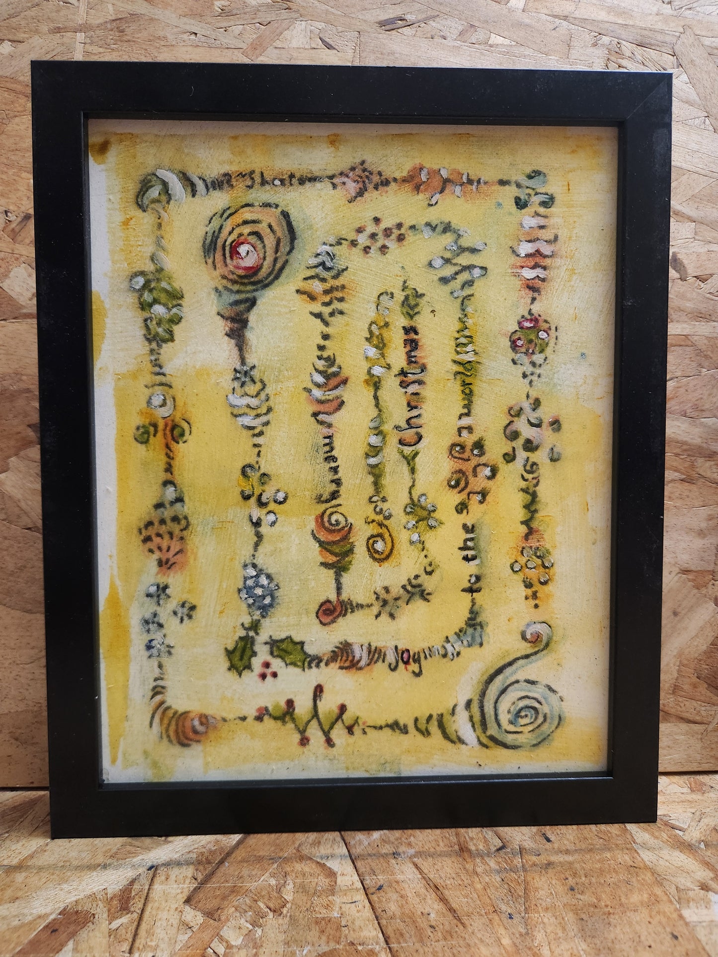 'Merry Christmas' mixed media painting