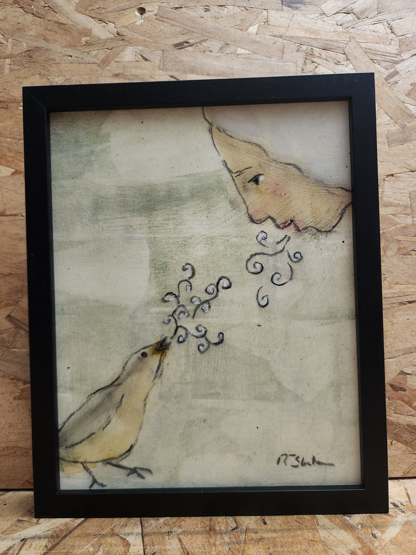 'Two Singers' mixed media